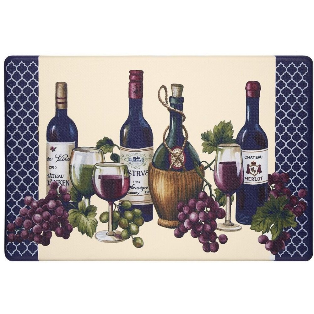 Anti-Fatigue Printed PVC Kitchen Floor Mat (18"x30") WINE & GRAPES,CHATEAU,Achim